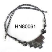 Hematite Teeths Pendants Beads Stone Chain Statement Bib Choker Fashion Necklace